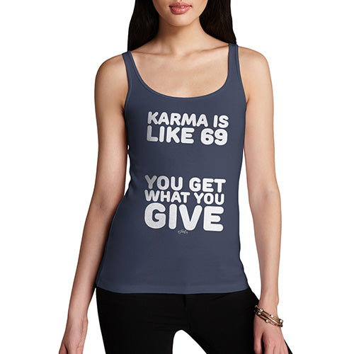 Funny Tank Top For Mom Karma Is Like 69 Women's Tank Top X-Large Navy