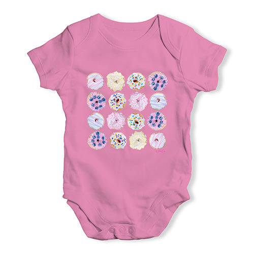 Pink Donuts Pattern Baby Unisex Baby Grow Bodysuit