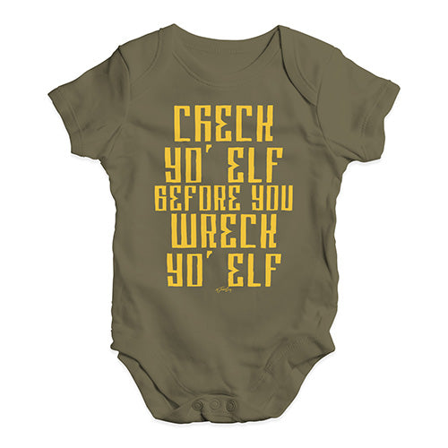 Babygrow Baby Romper Check Yo Elf Baby Unisex Baby Grow Bodysuit 0 - 3 Months Khaki