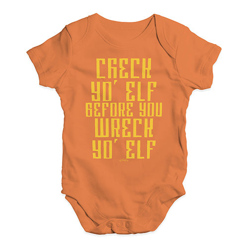 Cute Infant Bodysuit Check Yo Elf Baby Unisex Baby Grow Bodysuit New Born Orange