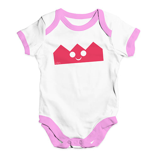Funny Baby Clothes Christmas Crown Baby Unisex Baby Grow Bodysuit 3 - 6 Months White Pink Trim