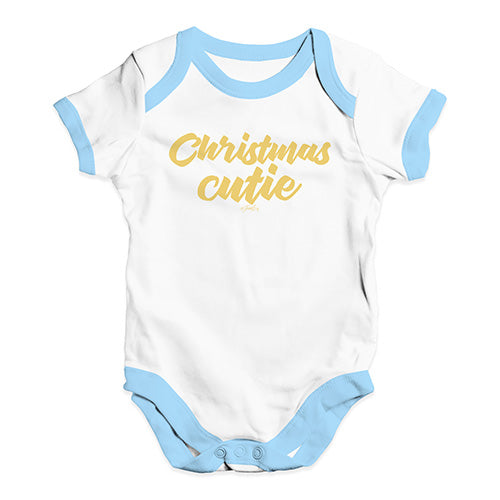 Cute Infant Bodysuit Christmas Cutie Baby Unisex Baby Grow Bodysuit New Born White Blue Trim