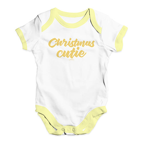 Baby Onesies Christmas Cutie Baby Unisex Baby Grow Bodysuit 12 - 18 Months White Yellow Trim
