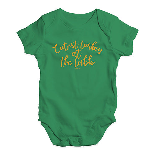 Babygrow Baby Romper Cutest Turkey At The Table Baby Unisex Baby Grow Bodysuit 0 - 3 Months Green