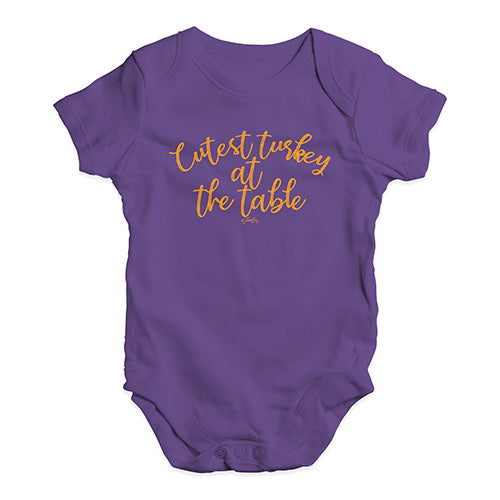 Funny Baby Onesies Cutest Turkey At The Table Baby Unisex Baby Grow Bodysuit 0 - 3 Months Plum
