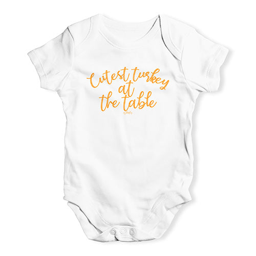 Funny Infant Baby Bodysuit Onesies Cutest Turkey At The Table Baby Unisex Baby Grow Bodysuit 18 - 24 Months White