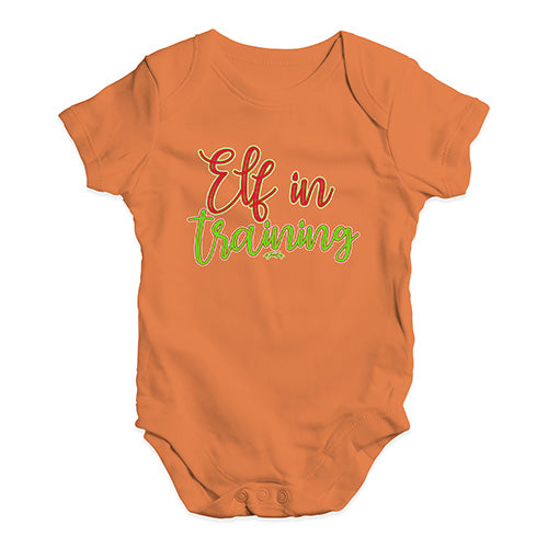 Babygrow Baby Romper Elf In Training Baby Unisex Baby Grow Bodysuit 0 - 3 Months Orange