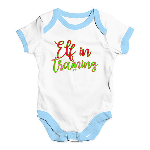 Funny Infant Baby Bodysuit Elf In Training Baby Unisex Baby Grow Bodysuit 12 - 18 Months White Blue Trim