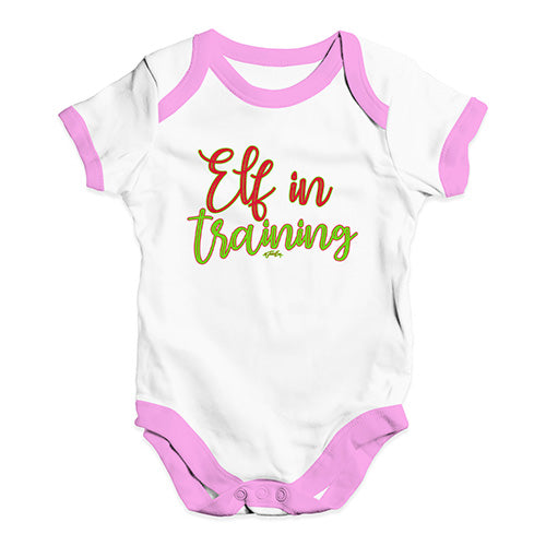 Bodysuit Baby Romper Elf In Training Baby Unisex Baby Grow Bodysuit 18 - 24 Months White Pink Trim