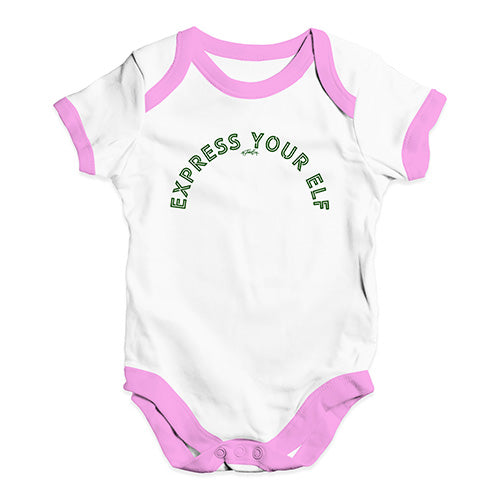 Baby Boy Clothes Express Your Elf Baby Unisex Baby Grow Bodysuit 18 - 24 Months White Pink Trim