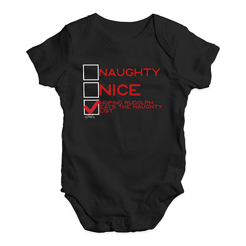 Baby Onesies Hoping Rudolph Eats The Naughty List Baby Unisex Baby Grow Bodysuit 12 - 18 Months Black