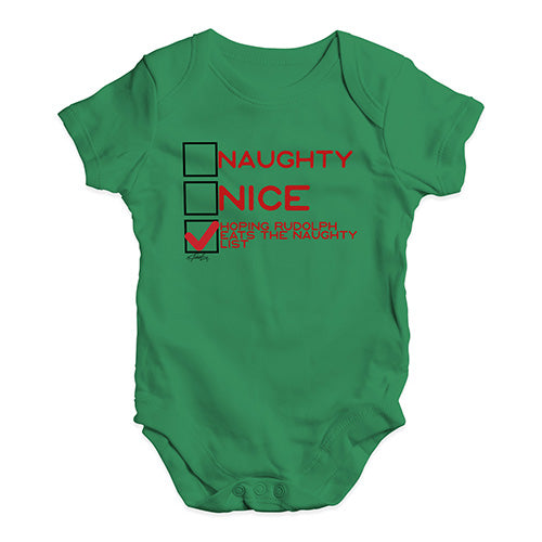 Funny Infant Baby Bodysuit Onesies Hoping Rudolph Eats The Naughty List Baby Unisex Baby Grow Bodysuit 12 - 18 Months Green