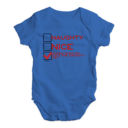 Baby Girl Clothes Hoping Rudolph Eats The Naughty List Baby Unisex Baby Grow Bodysuit 6 - 12 Months Royal Blue