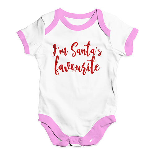Funny Baby Bodysuits I'm Santa's Favourite Baby Unisex Baby Grow Bodysuit 0 - 3 Months White Pink Trim