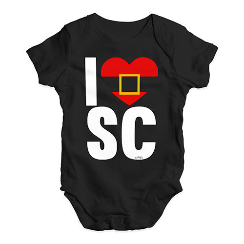 Funny Infant Baby Bodysuit Onesies I Heart SC Santa Claus Baby Unisex Baby Grow Bodysuit 12 - 18 Months Black