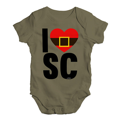 Funny Infant Baby Bodysuit I Heart SC Santa Claus Baby Unisex Baby Grow Bodysuit 3 - 6 Months Khaki