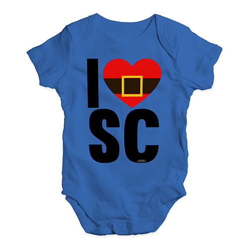 Funny Infant Baby Bodysuit I Heart SC Santa Claus Baby Unisex Baby Grow Bodysuit 18 - 24 Months Royal Blue