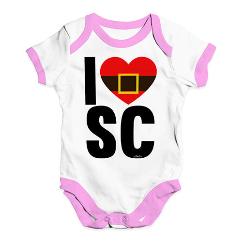 Baby Girl Clothes I Heart SC Santa Claus Baby Unisex Baby Grow Bodysuit 12 - 18 Months White Pink Trim