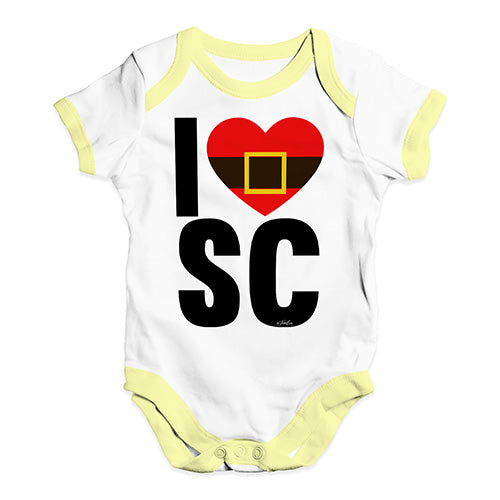 Funny Baby Clothes I Heart SC Santa Claus Baby Unisex Baby Grow Bodysuit 6 - 12 Months White Yellow Trim