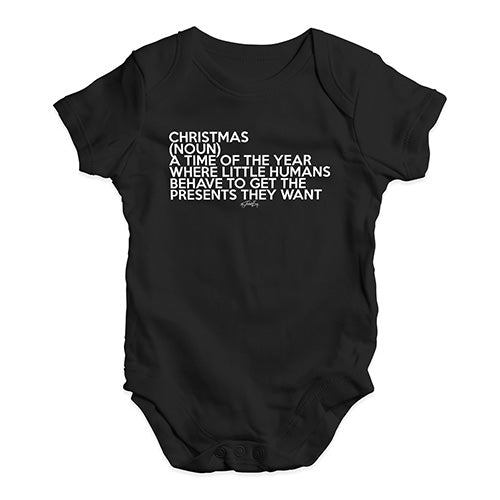 Cute Infant Bodysuit Christmas Description Baby Unisex Baby Grow Bodysuit 12 - 18 Months Black