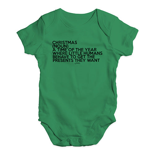 Funny Infant Baby Bodysuit Christmas Description Baby Unisex Baby Grow Bodysuit New Born Green