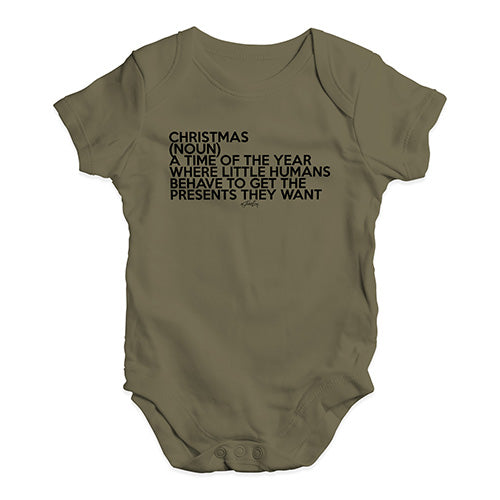 Baby Onesies Christmas Description Baby Unisex Baby Grow Bodysuit 6 - 12 Months Khaki