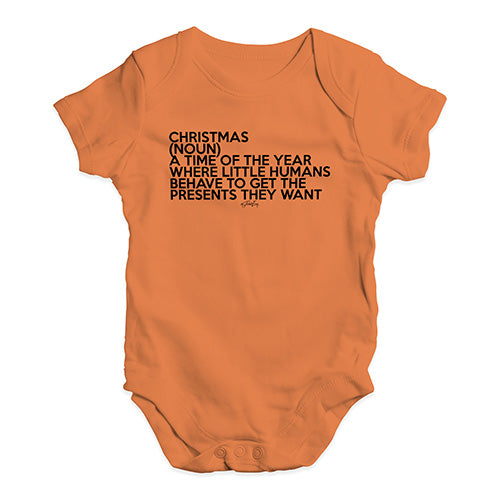 Funny Baby Clothes Christmas Description Baby Unisex Baby Grow Bodysuit 12 - 18 Months Orange
