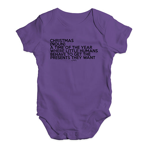Cute Infant Bodysuit Christmas Description Baby Unisex Baby Grow Bodysuit 12 - 18 Months Plum
