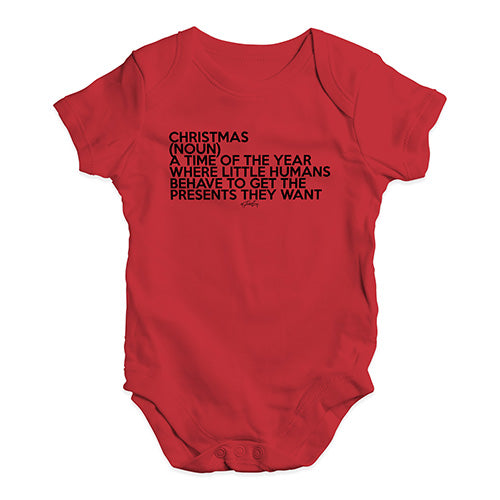 Funny Baby Clothes Christmas Description Baby Unisex Baby Grow Bodysuit 18 - 24 Months Red
