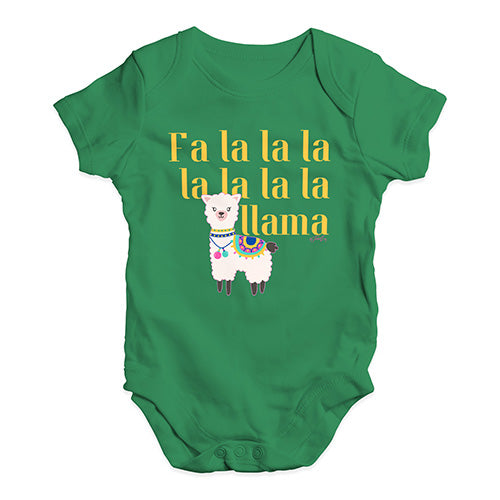 Funny Baby Clothes Fa La La La Llama Baby Unisex Baby Grow Bodysuit 12 - 18 Months Green