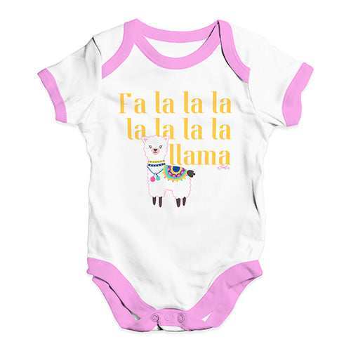 Baby Onesies Fa La La La Llama Baby Unisex Baby Grow Bodysuit 0 - 3 Months White Pink Trim
