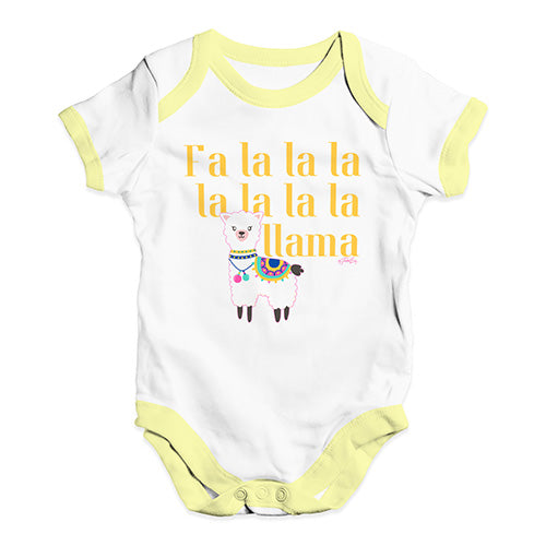 Baby Onesies Fa La La La Llama Baby Unisex Baby Grow Bodysuit 12 - 18 Months White Yellow Trim
