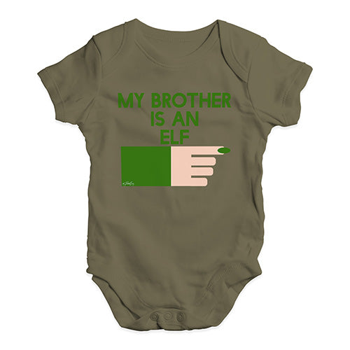 Funny Infant Baby Bodysuit My Brother Is An Elf Baby Unisex Baby Grow Bodysuit New Born Khaki
