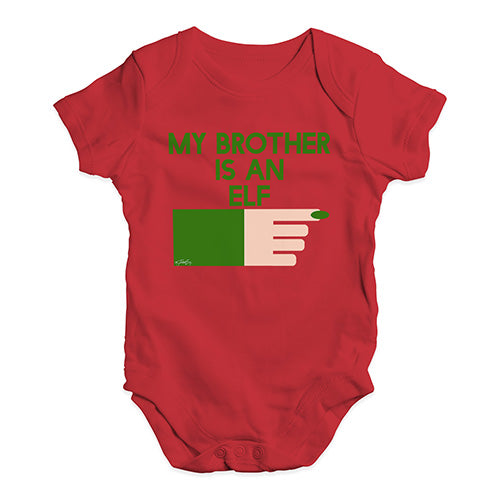 Funny Infant Baby Bodysuit My Brother Is An Elf Baby Unisex Baby Grow Bodysuit New Born Red