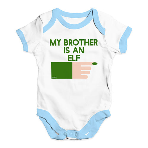 Funny Baby Clothes My Brother Is An Elf Baby Unisex Baby Grow Bodysuit 12 - 18 Months White Blue Trim