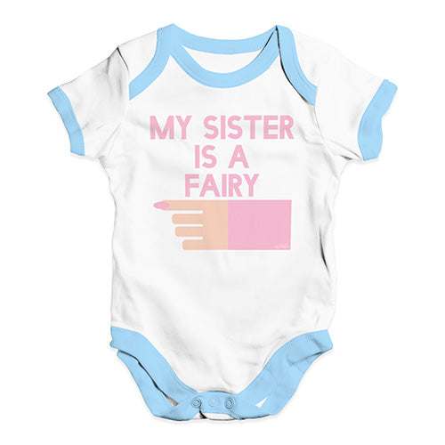 Baby Girl Clothes My Sister Is A Fairy Baby Unisex Baby Grow Bodysuit 0 - 3 Months White Blue Trim