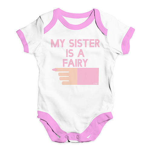 Baby Onesies My Sister Is A Fairy Baby Unisex Baby Grow Bodysuit 6 - 12 Months White Pink Trim