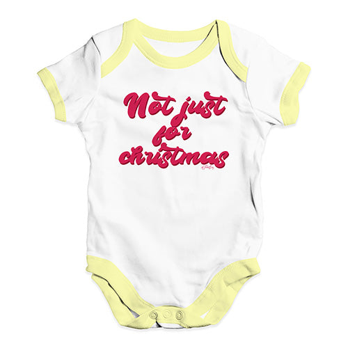 Baby Onesies Not Just For Christmas Baby Unisex Baby Grow Bodysuit New Born White Yellow Trim