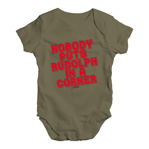 Funny Baby Onesies Nobody Puts Rudolph In A Corner Baby Unisex Baby Grow Bodysuit 6 - 12 Months Khaki