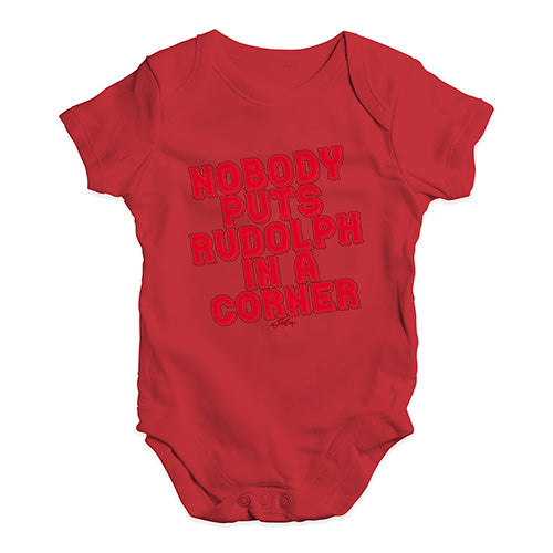 Cute Infant Bodysuit Nobody Puts Rudolph In A Corner Baby Unisex Baby Grow Bodysuit New Born Red