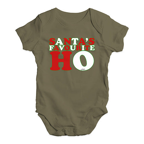 Bodysuit Baby Romper Santa's Favourite Ho Baby Unisex Baby Grow Bodysuit 12 - 18 Months Khaki