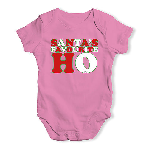 Funny Baby Clothes Santa's Favourite Ho Baby Unisex Baby Grow Bodysuit 6 - 12 Months Pink