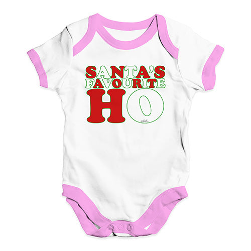 Funny Infant Baby Bodysuit Onesies Santa's Favourite Ho Baby Unisex Baby Grow Bodysuit 6 - 12 Months White Pink Trim