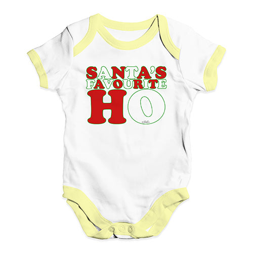 Baby Girl Clothes Santa's Favourite Ho Baby Unisex Baby Grow Bodysuit 3 - 6 Months White Yellow Trim