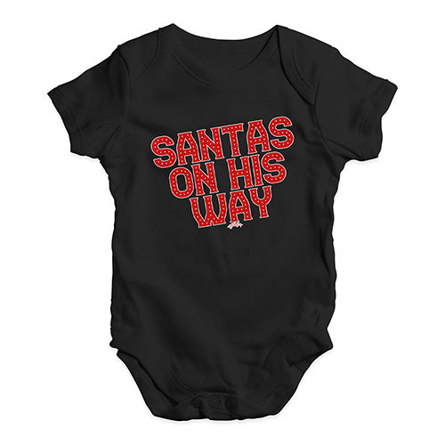 Funny Baby Clothes Santa's On His Way Baby Unisex Baby Grow Bodysuit 0 - 3 Months Black