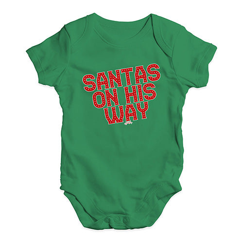 Cute Infant Bodysuit Santa's On His Way Baby Unisex Baby Grow Bodysuit New Born Green