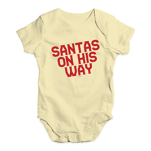Funny Infant Baby Bodysuit Onesies Santa's On His Way Baby Unisex Baby Grow Bodysuit 0 - 3 Months Lemon