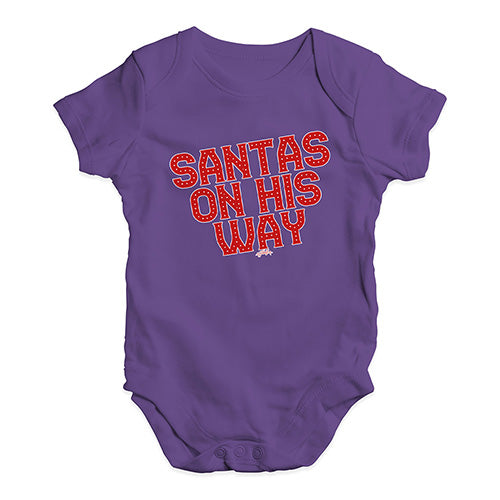 Funny Baby Clothes Santa's On His Way Baby Unisex Baby Grow Bodysuit 3 - 6 Months Plum