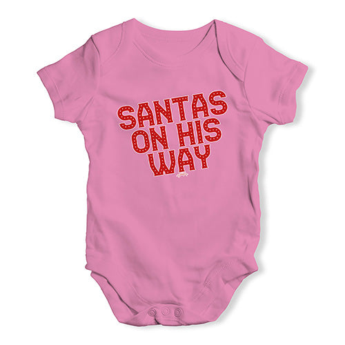 Babygrow Baby Romper Santa's On His Way Baby Unisex Baby Grow Bodysuit New Born Pink