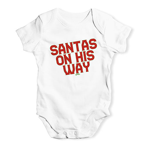 Cute Infant Bodysuit Santa's On His Way Baby Unisex Baby Grow Bodysuit 6 - 12 Months White
